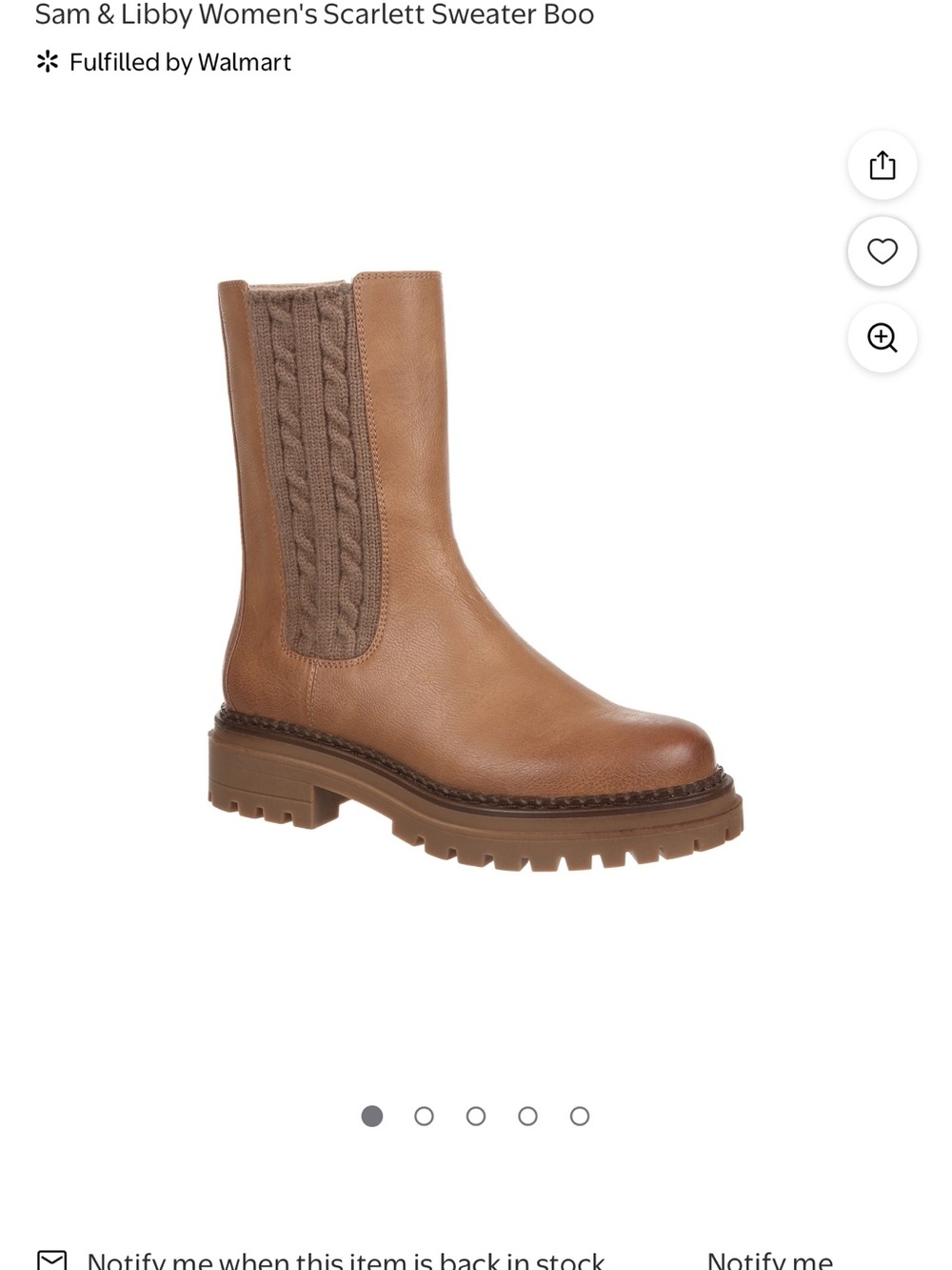 New Sam and Libby Women's Tan Leather Scarlett sweater Boot
